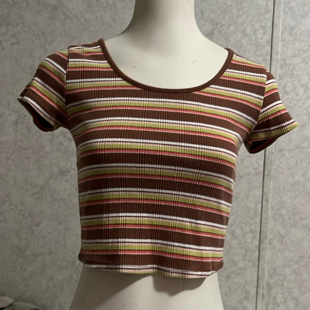Stripped SO Open Back Crop Top